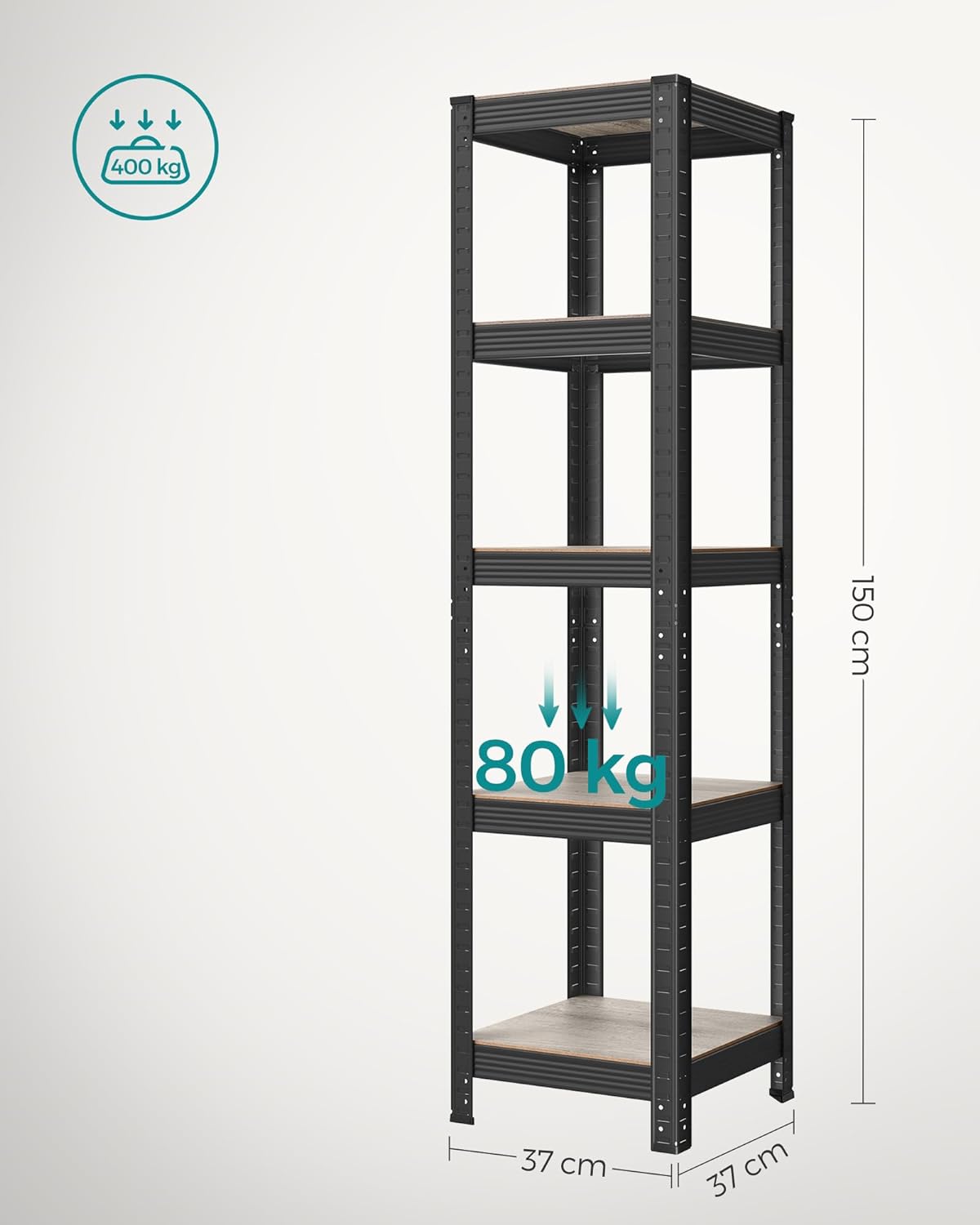 Small rack box - Living room cabinet - Extra strong - 5 levels - Black