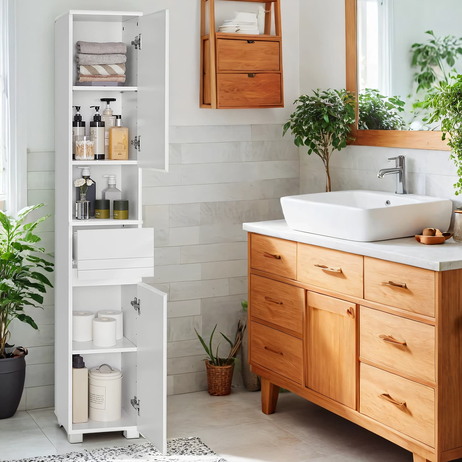 Bathroom furniture - with one drawer, compact and modern