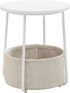 Round side table - With fabric basket - Metal frame - Blue