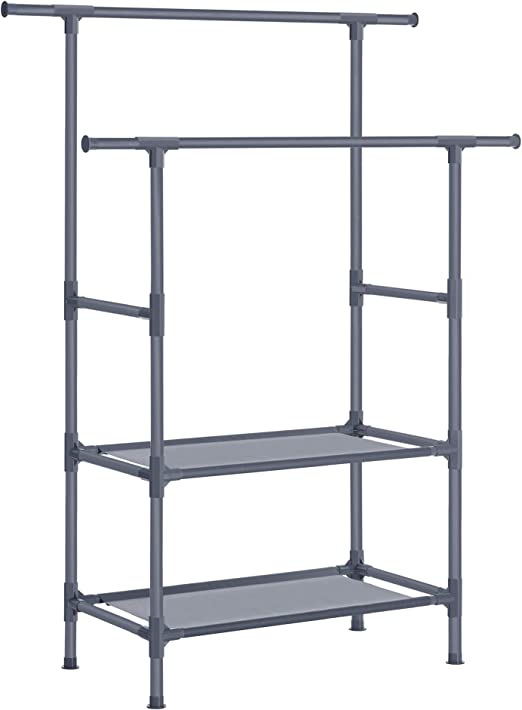 Clothing rack - Metal coat - with 2 clothes rods - 2 shelves - taxable up to 70 kg