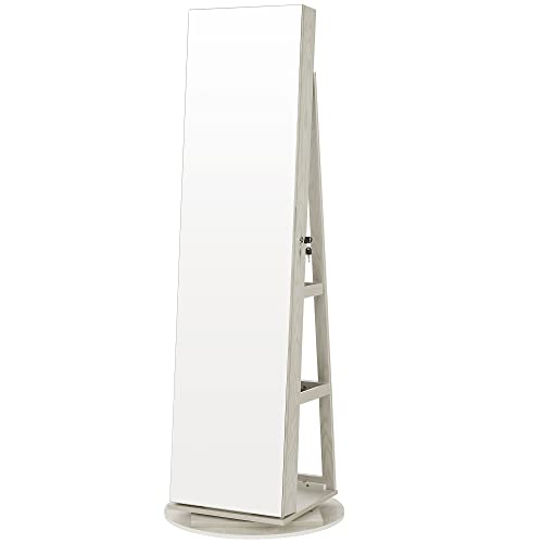 Jewelry cabinet - With mirror - LED lighting inside - Frameless Design - White