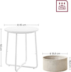 Side table - Round side table - With fabric basket - Modern style - White