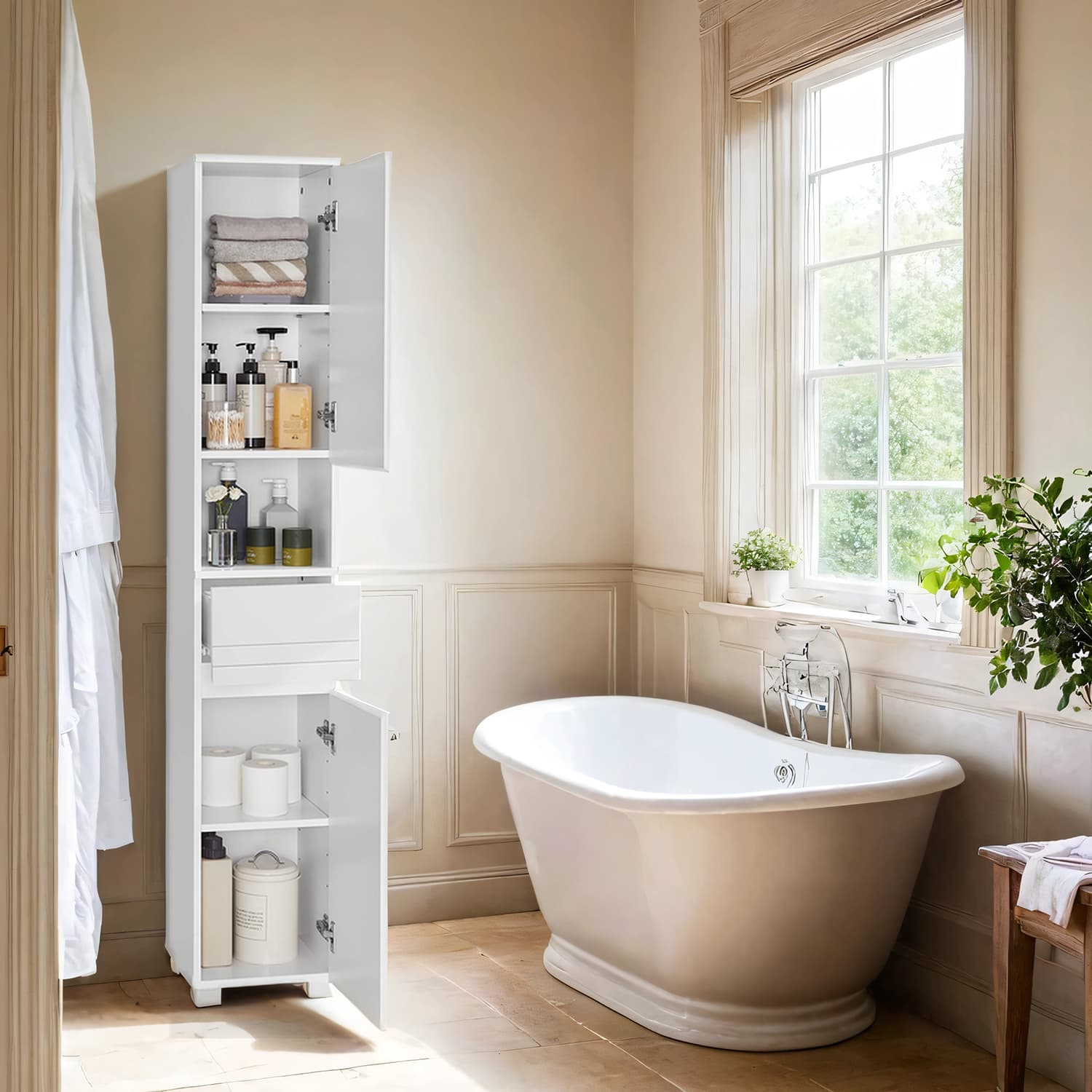 Bathroom furniture - with one drawer, compact and modern