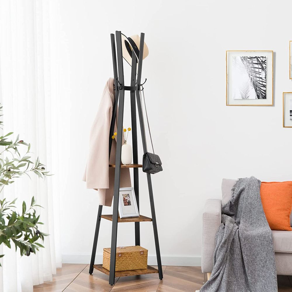 Coat rack - With 3 shelves - Gaderobic Standard - Industrial Design - Brown Black