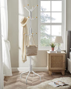 Coat rack - Metal clothes hanger - With 12 hooks - White