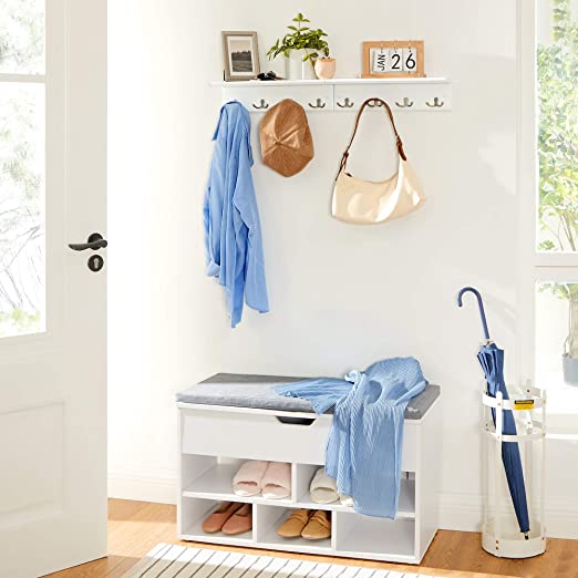 Wall coat rack - Hall coat rack - With 4 double hooks - with board