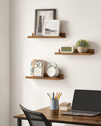 Wall shelf - Set of 3 - Floating boards - Brown