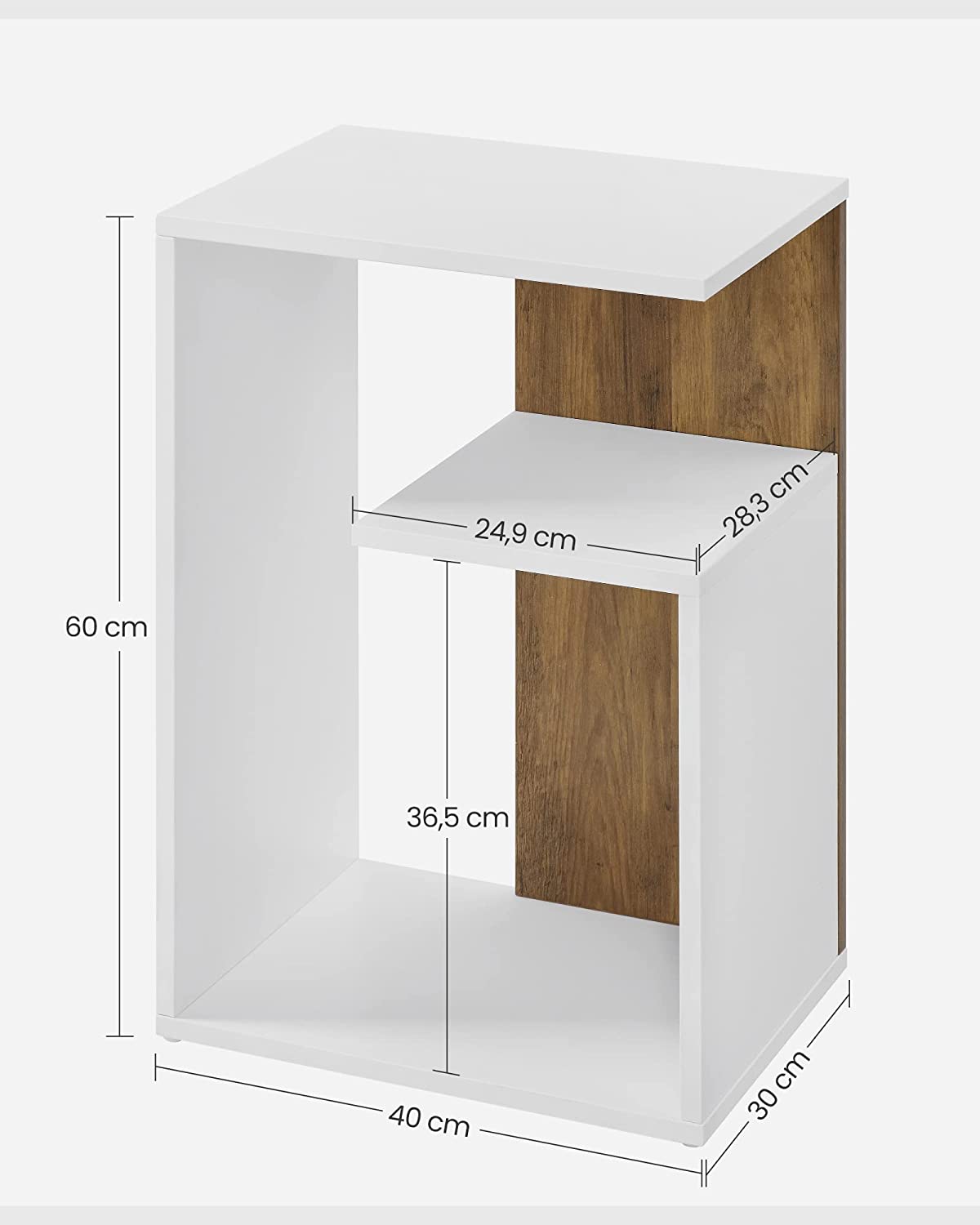 Side table - bedside table - Small table - Modern - 30 x 40 x 60 cm - Brown White