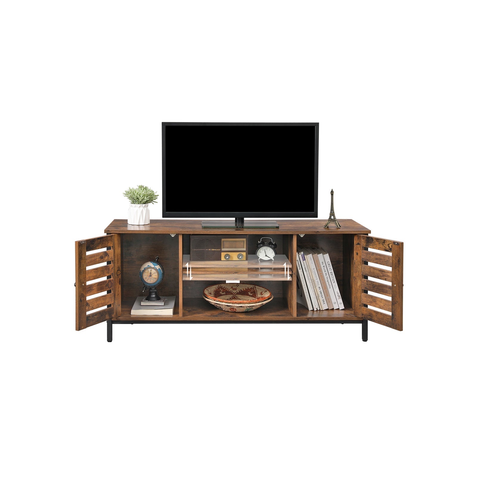 TV furniture - Coffee table - with 2 cupboards and 2 shelves - Dark brown