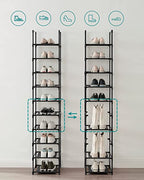 Shoe rack - Storage of shoes - 10 levels - Open shoe cabinet - Metal frame - Black
