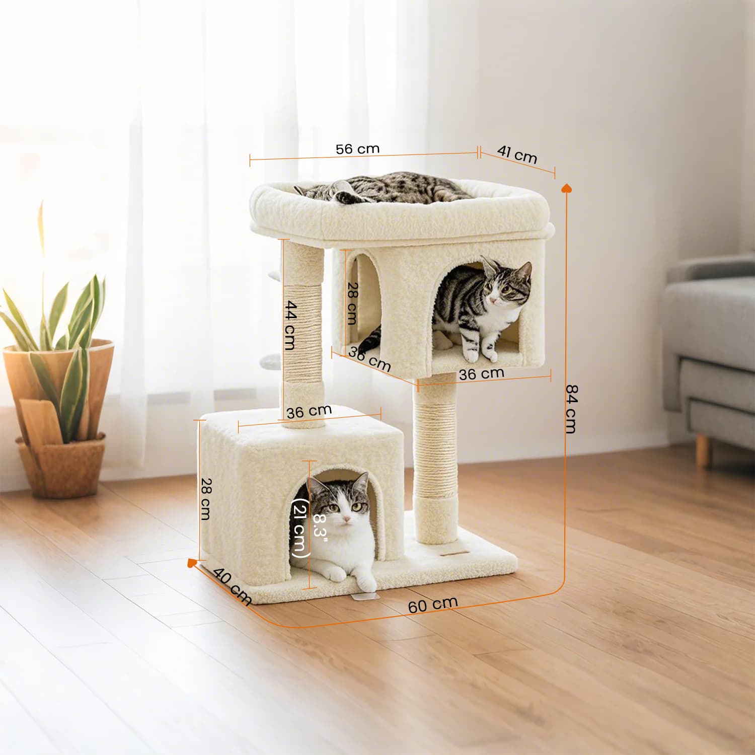 84 cm high scratching post, scratching post for large cats, large viewing platform