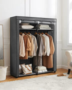 Wardrobe with clothing bars - Linen cupboard - Clothing rack - Foldable - 140 x 43 x 174 cm
