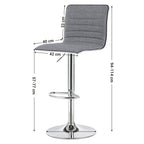 Bar stools - High chairs - Set of 2 - With backrest - Gray