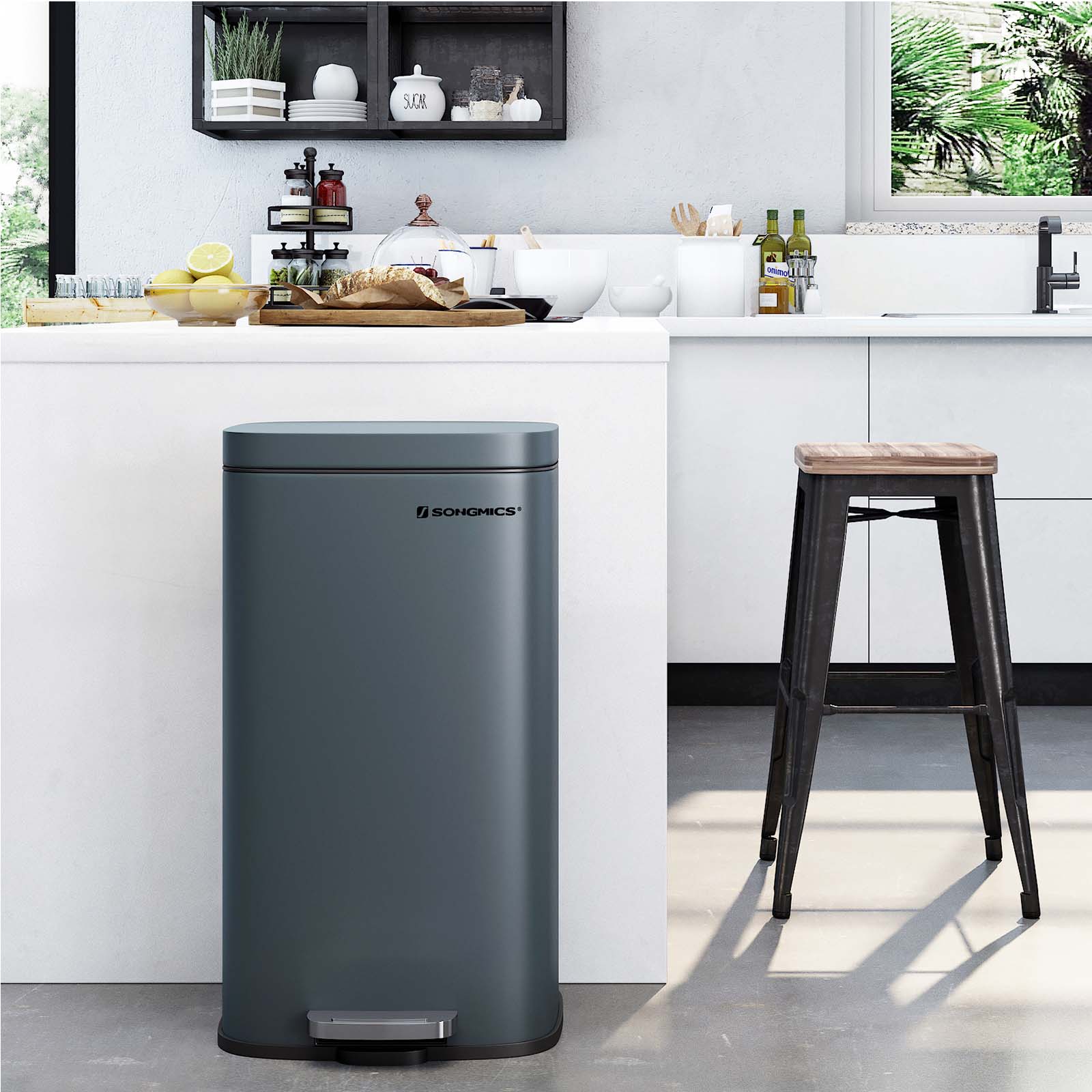 Waste bimmer - Pedal bin - Softclose - 30 L - Smoke gray