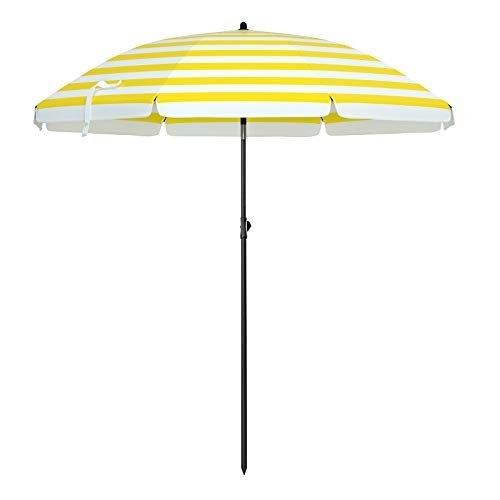 Beach Parasol - Ø 160 cm - Foldable - Striped Orange / White