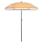 Beach Parasol - Ø 160 cm - Foldable - Striped Orange / White