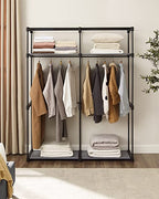Wardrobe with clothing bars - Linen cupboard - Clothing rack - Foldable - 140 x 43 x 174 cm