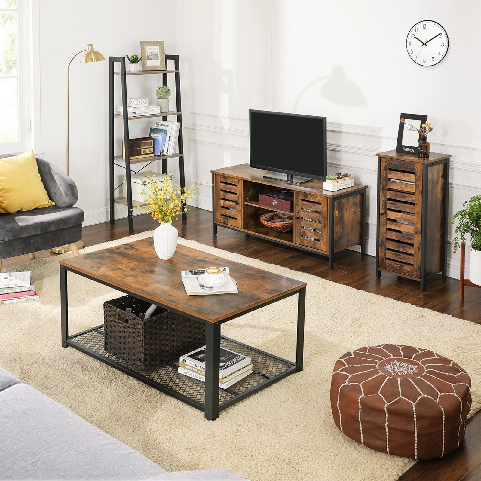 TV furniture - Coffee table - with 2 cupboards and 2 shelves - Dark brown