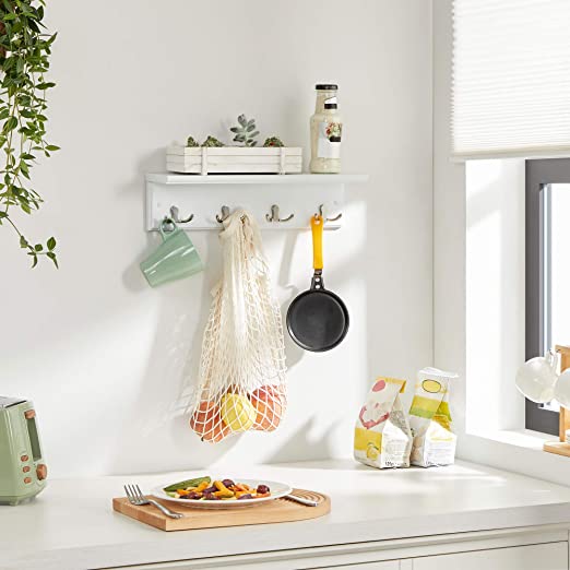 Wall coat rack - Hall coat rack - With 4 double hooks - with board