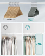 Clothing hangers - Velvet clothes hangers - Set of 30 pieces - Anti -slip - Rotating hook - Gray