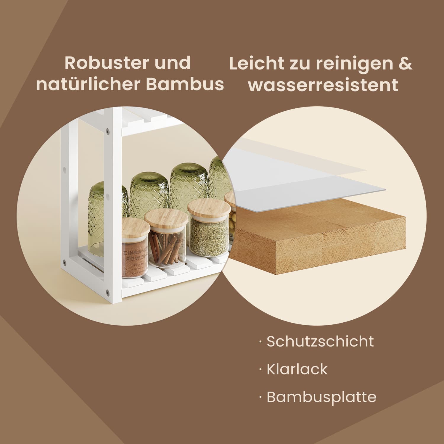 Bathroom shelf, bathroom shelf, plant shelf with 3 adjustable shelves