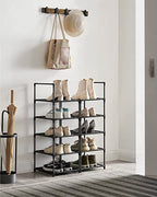 Shoe rack - Storage of shoes - 10 levels - Open shoe cabinet - Metal frame - Black