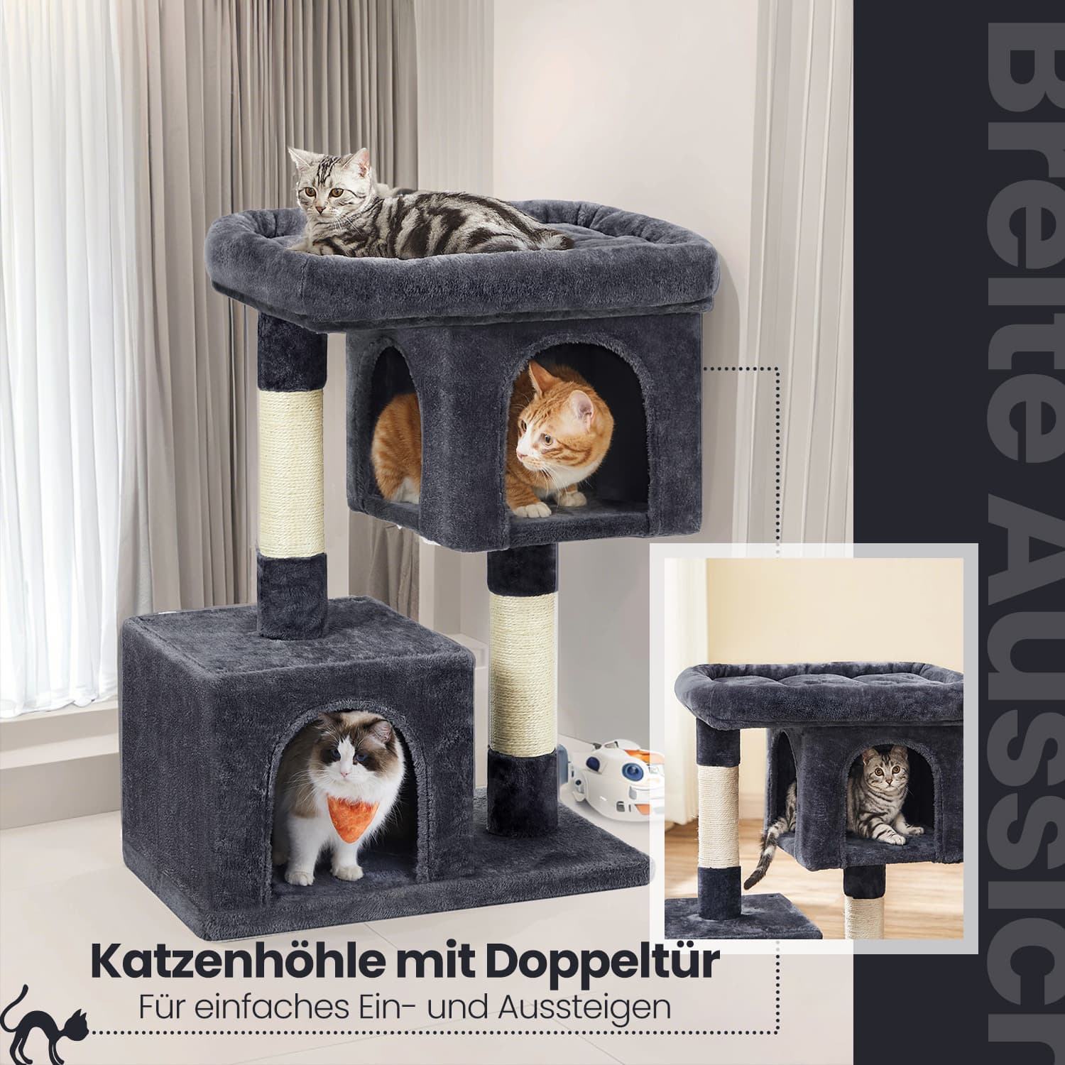 84 cm high scratching post, scratching post for large cats, large viewing platform