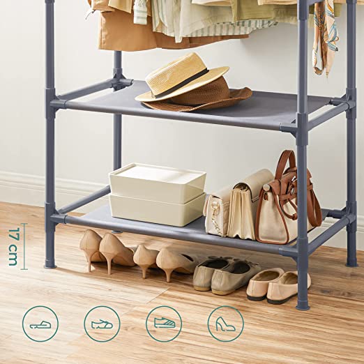 Clothing rack - Metal coat - with 2 clothes rods - 2 shelves - taxable up to 70 kg