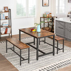 Kitchen table - For 4 people - 120 x 75 x 75 cm - Metal frame and wooden leaf - Industrial design - Brown