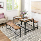 Kitchen table - For 4 people - 120 x 75 x 75 cm - Metal frame and wooden leaf - Industrial design - Brown
