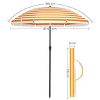 Beach Parasol - Ø 160 cm - Foldable - Striped Orange / White