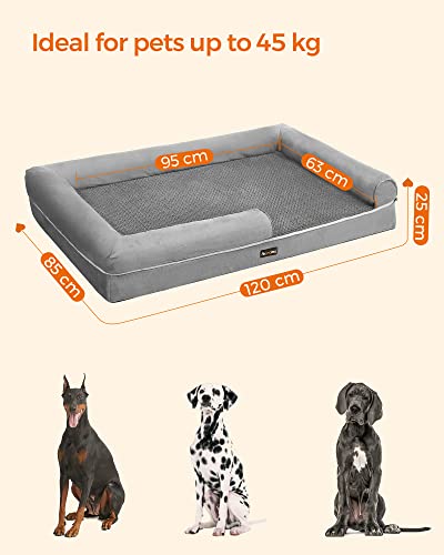 Dog bed - Dogsofa - 120 x 85 x 25 cm - Detachable and washable cover - Gray