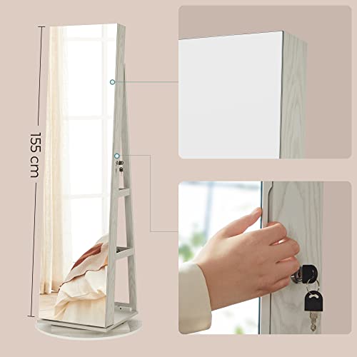 Jewelry cabinet - With mirror - LED lighting inside - Frameless Design - White