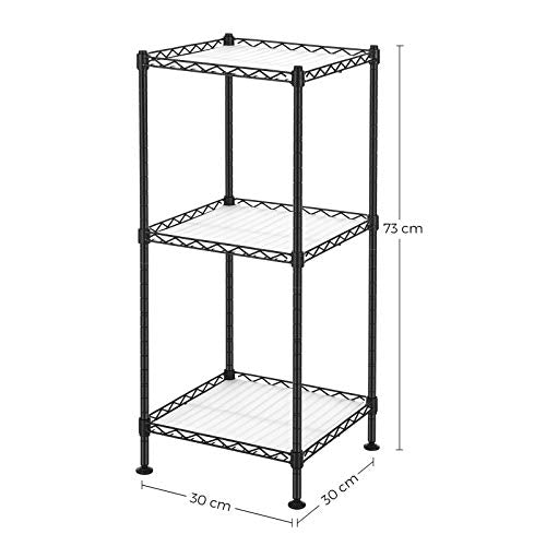 Bathroom shelf - Cabinet - Metal rack - 3 levels - 30 x 30 x 73 cm - Black