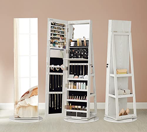 Jewelry cabinet - With mirror - LED lighting inside - Frameless Design - White