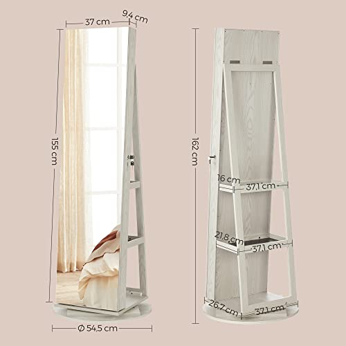 Jewelry cabinet - With mirror - LED lighting inside - Frameless Design - White