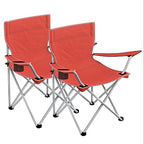 Camping chairs - Set of 2 folding chairs - Outdoor - With armrest and cup holder - Black