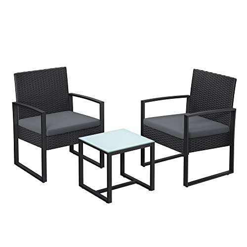 Balcony furniture - Lounge set - 2 chairs and table - Black
