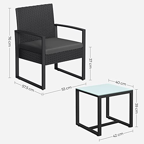 Balcony furniture - Lounge set - 2 chairs and table - Black