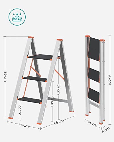 Ladder - 3 steps - Foldable - Silver