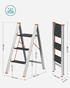 Ladder - 3 steps - Foldable - Silver