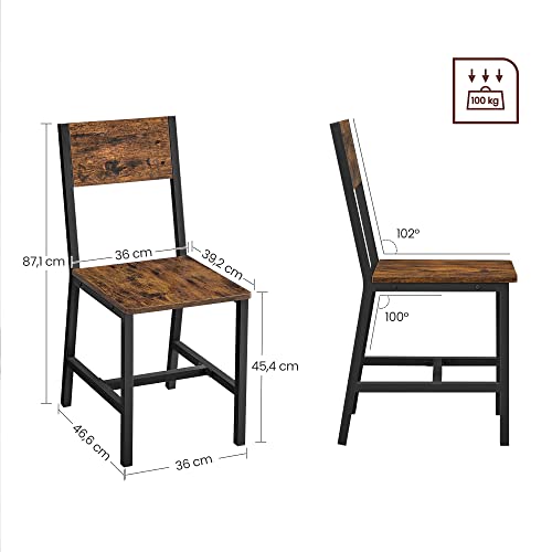 Dining room chairs - Set of 2 - Kitchen chairs - Metal frame - Gray