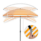 Beach Parasol - Ø 160 cm - Foldable - Striped Orange / White