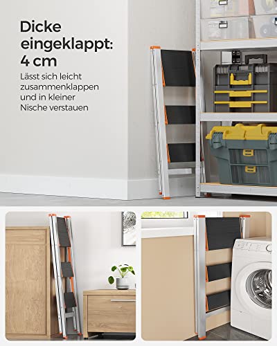 Ladder - 3 steps - Foldable - Silver