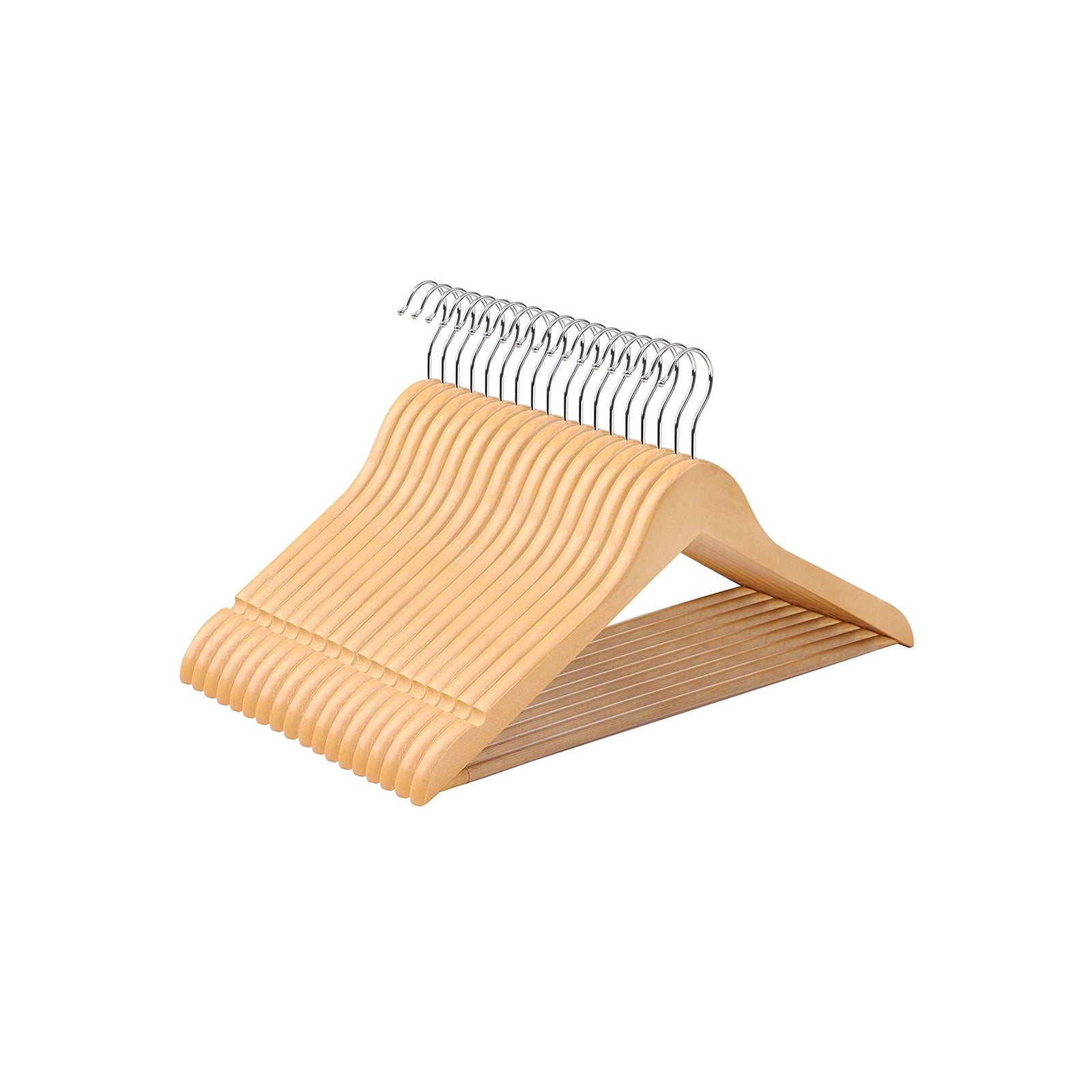 Wooden clothes hangers - Set of 50 - Solid wood - Natural color