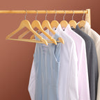 Wooden clothes hangers - Set of 50 - Solid wood - Natural color