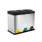 Waste bin - Kitchen Prullen Bin With Pedal - 45 L (3 x 15 L) - Stainless steel - Silver/Black