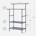 Clothing rack - Metal coat - with 2 clothes rods - 2 shelves - taxable up to 70 kg