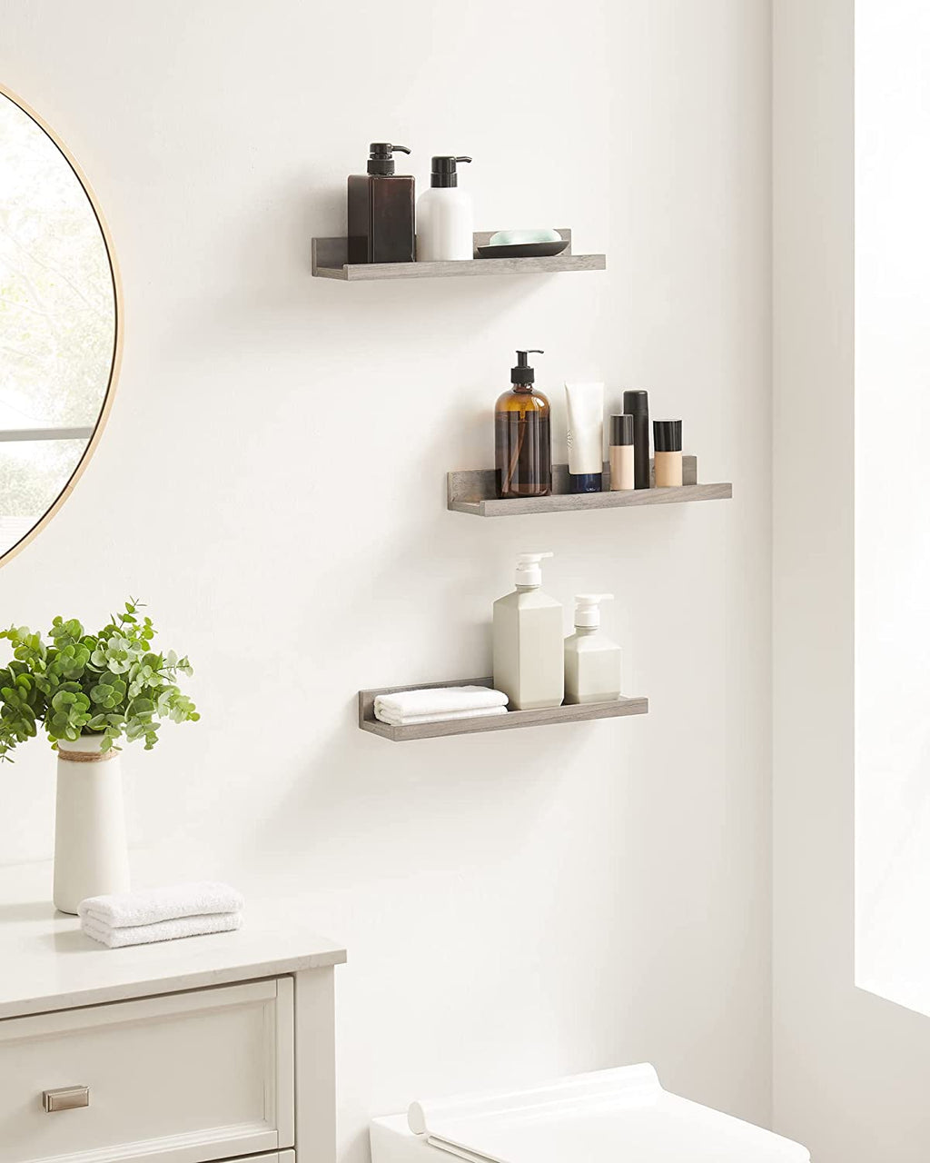 Wall shelf - Set of 3 - Floating boards - Gray