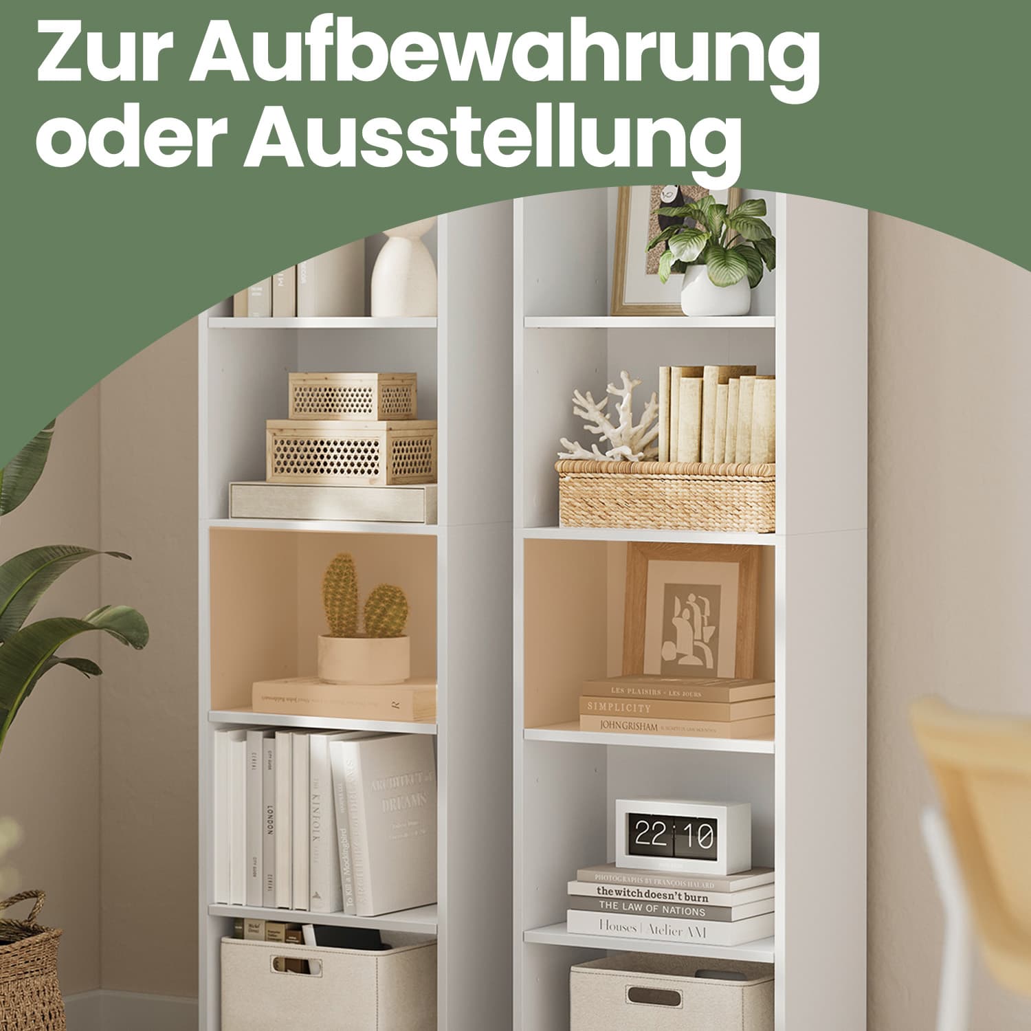 6-layer bookcase in Scandinavian style, standing shelf for living room